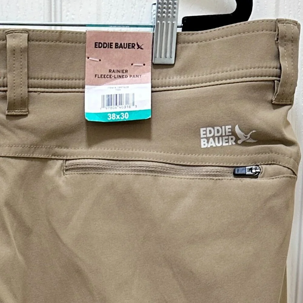 Eddie Bauer Men's Rainier Fleece Lined Pant Size 40X32 Tan Stretch Fit (NEW) - Picture 14 of 16